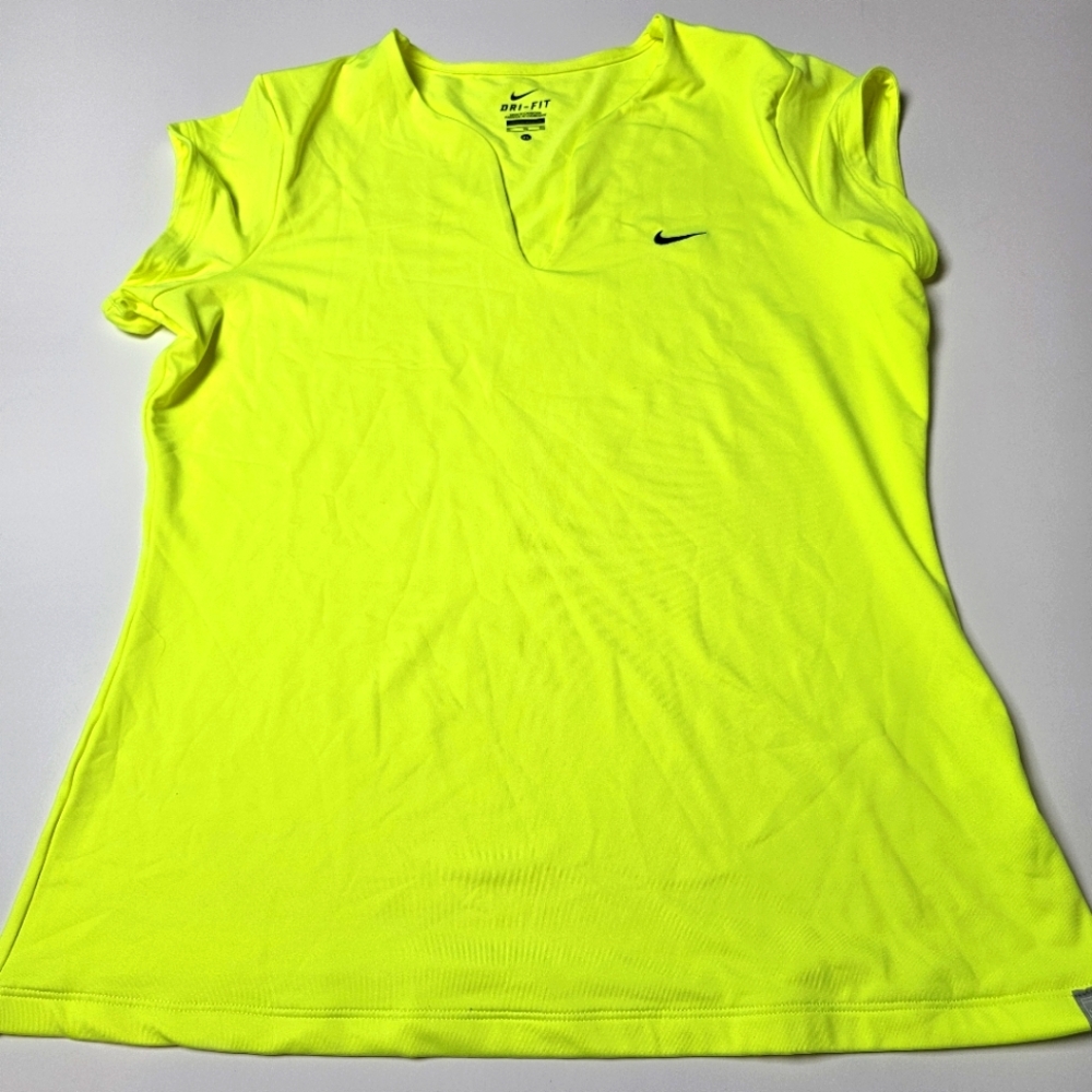 NIKE‎ Dry Fit Women's Fluorescent T-shirt  XL Tennis Outdoor Embroidered Ball